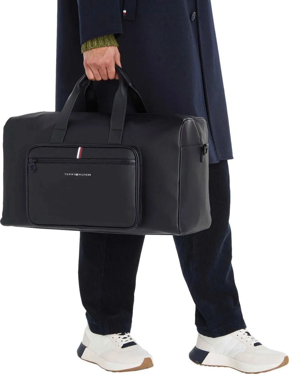 BOLSA TOMMY HILFIGER TH ESSENTIAL PIQUE DUFFLE PRETO  - Foto 3