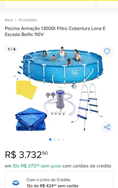 Piscina 13000l com Filtro, Escada e Cobertura