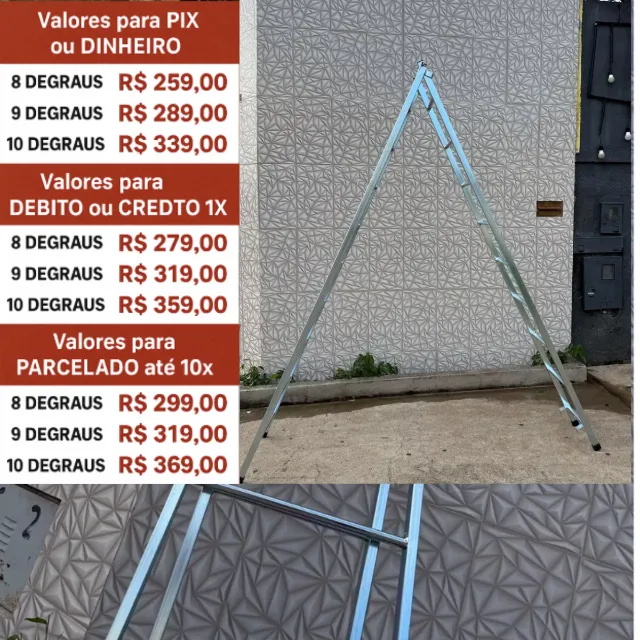 Escada Extensiva reforçada 8 degraus, 9 degraus, 10 degraus, 12 degraus Promoção!