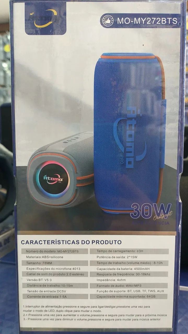 Caixa de Som Bluetooth 30W IPX6 Fitomo Pro - Foto 3
