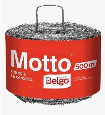 Arame Farpado **Belgo Motto 500m - 10 Rolos para Cerca + 10kg Grampo **Gerdau**
