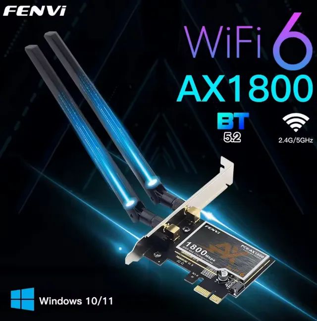 Placa de Rede Fenvi Adaptador PCIe WiFi 6 1800Mbps AX1800 BT5.2 Dual Band - Foto 3