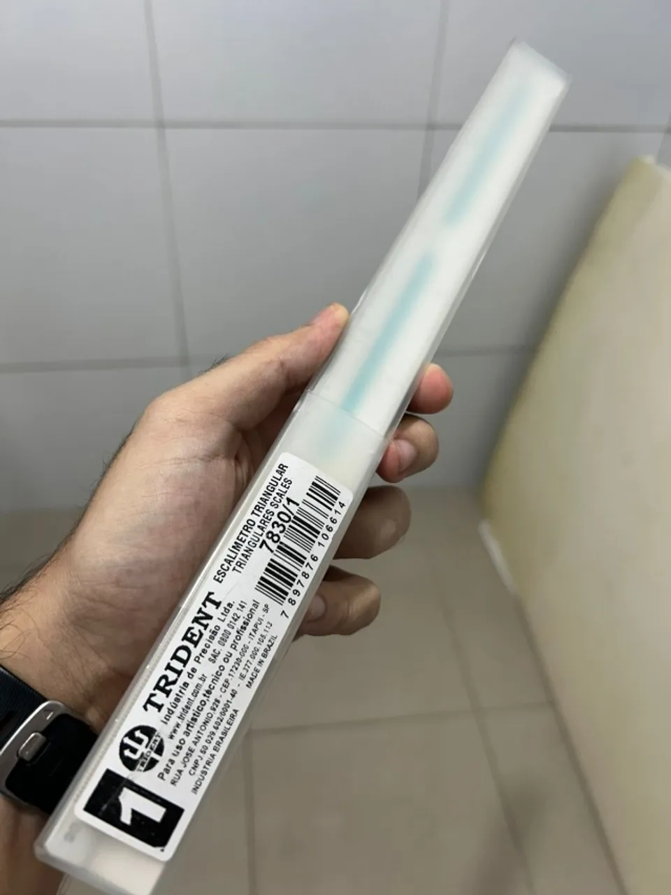 Kit Desenho Técnico - Escalímetro + Régua + Transferidor 360° + Par Esquadros + Pincel