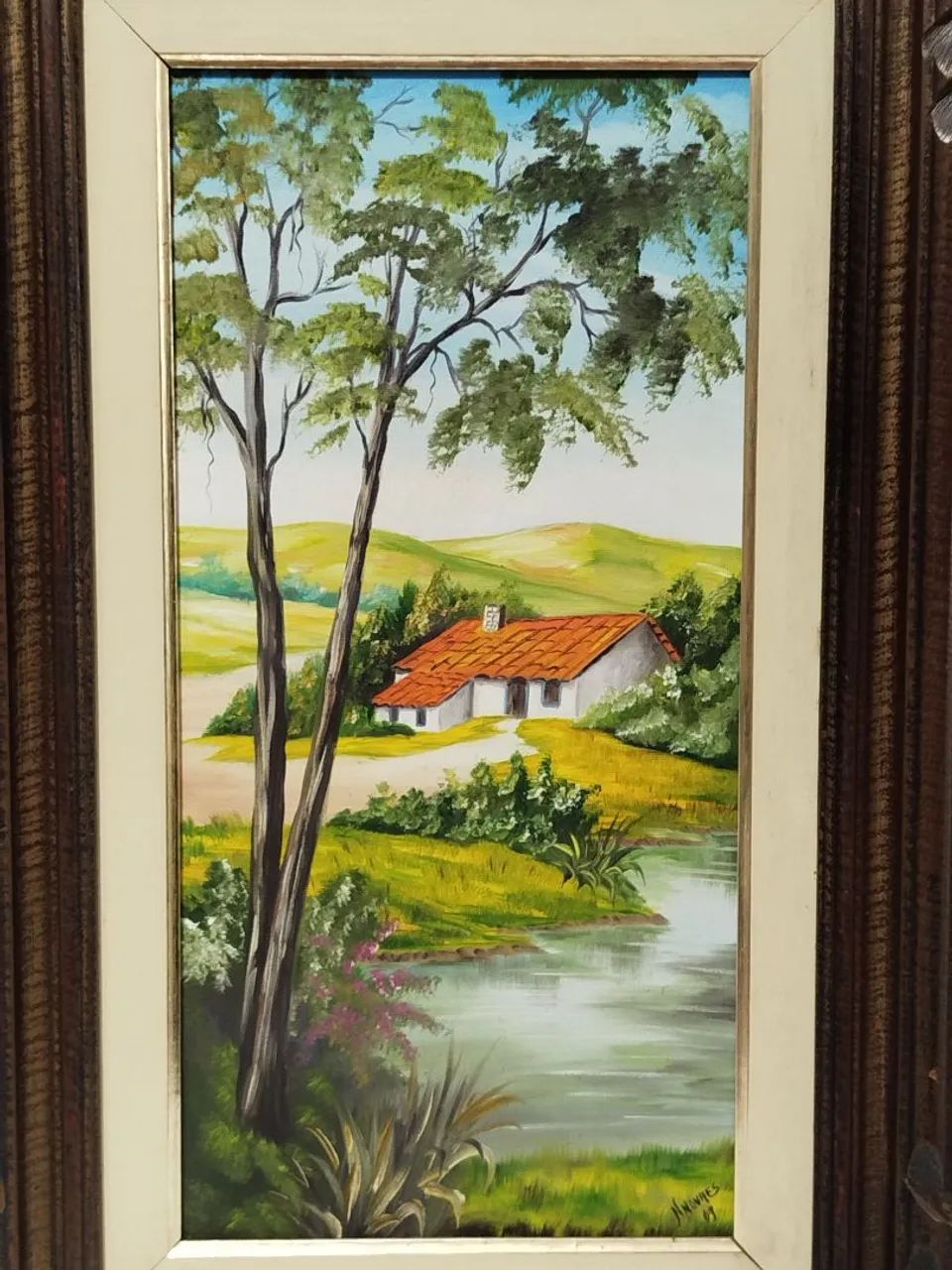 Quadro Antigo Óleo Sobre Tela 20x40 #3 - Foto 2