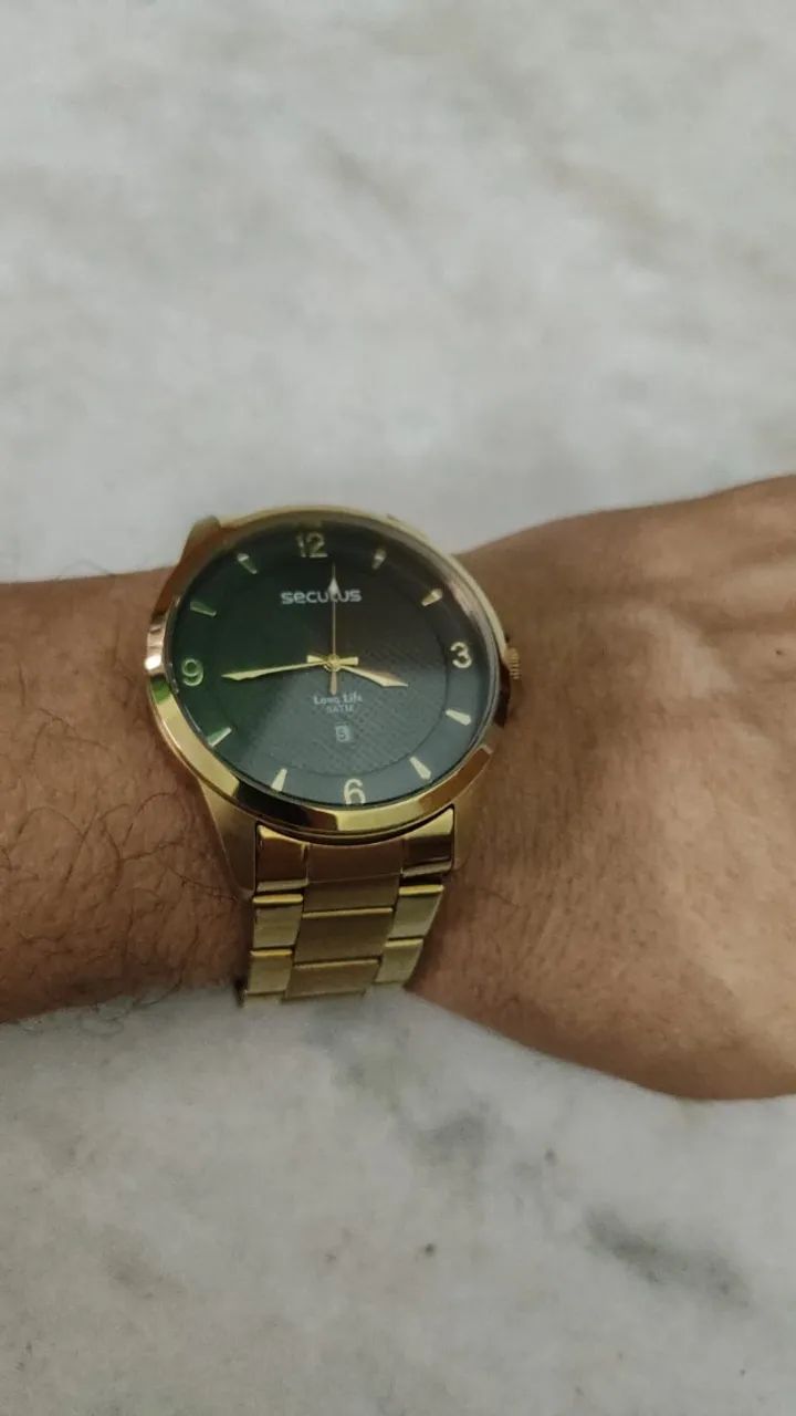 Relógio Seculus Masculino Dourado (Semi-novo) - Foto 3