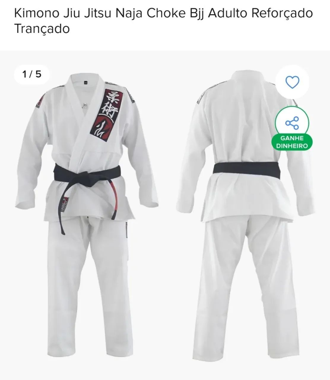 Kimono Jiu Jitsu Naja Choke BJJ Adulto Reforçado Trançado- BRANCO - TAM : A2 - Foto 2