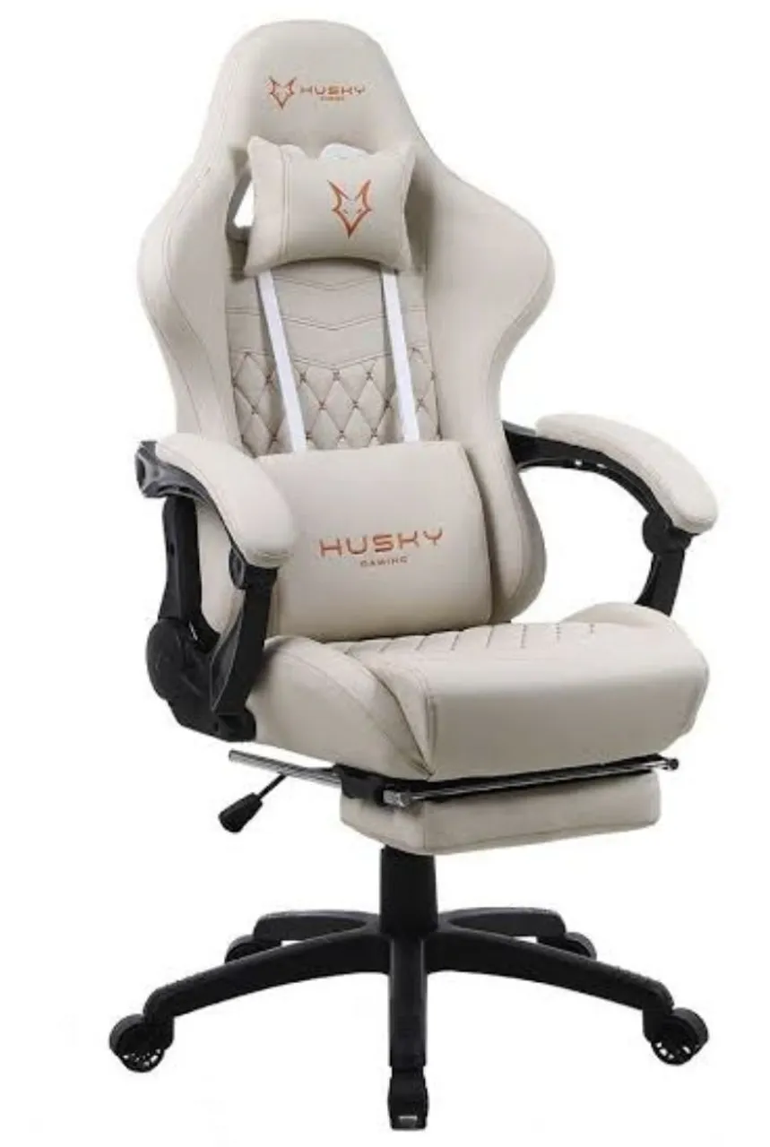 Cadeira Gamer Husky c/apoio poio para os pés - Bege