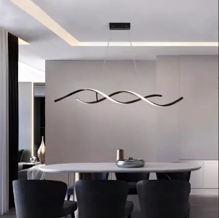 Luminária Pendente Led Preto Espiral Dna Moderno Sala Jantar 110V/220V