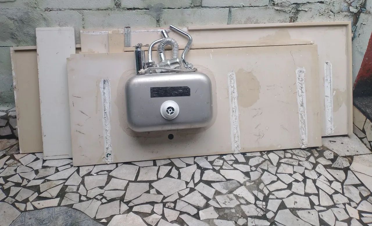 Pia Completa Bancada + Faixas Tudo Em Granito Quartzito Na cor Beje Completo Com 19 Itens - Foto 3