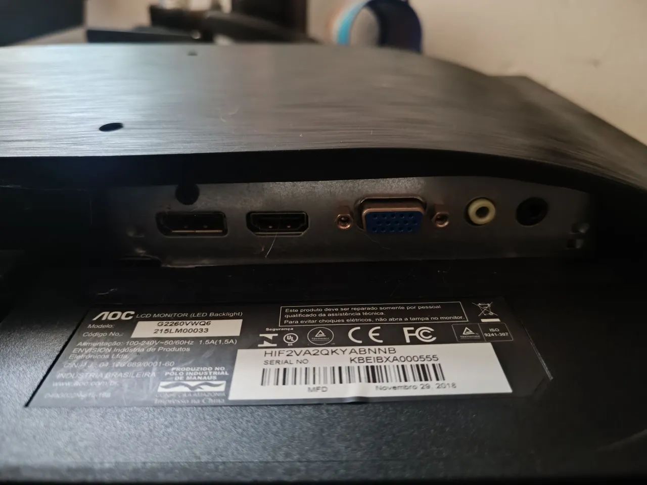 Monitor Gamer AOC 75Hz 1ms Full HD 21,5? Muito Conservado Barato - Foto 5