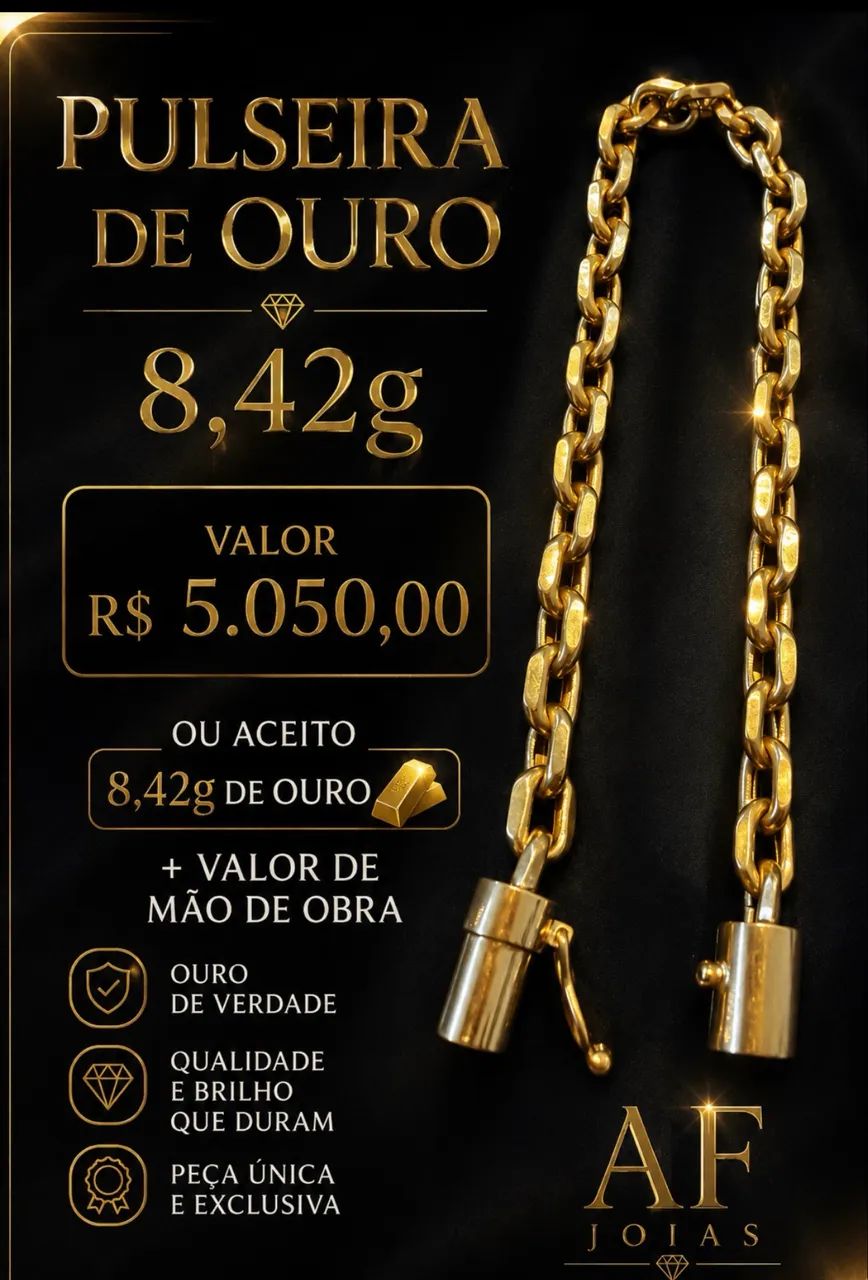 Pulseira de ouro ( modelo cadeado )