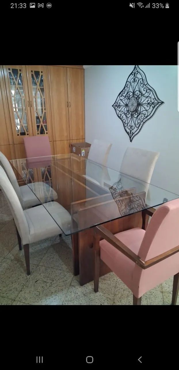 Mesa de vidro com 6 cadeiras  - Foto 3