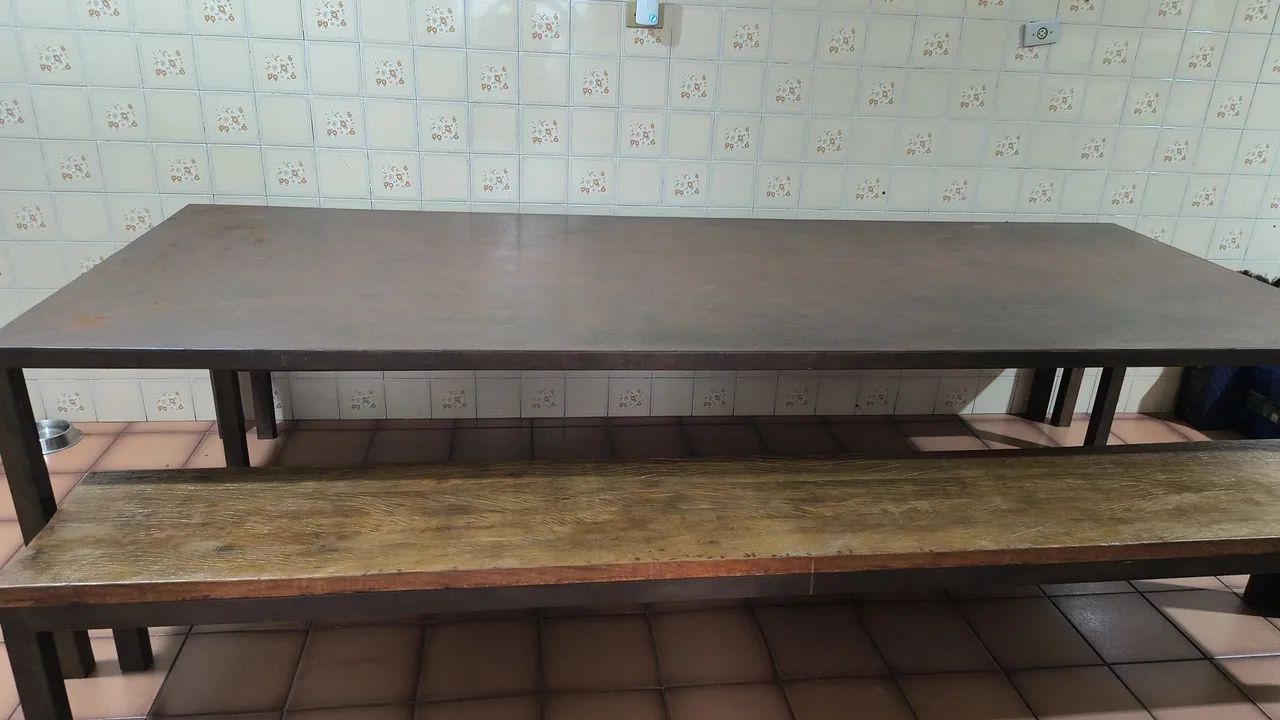 Mesa Ferro e Madeira Com 2 Bancos  - Foto 3