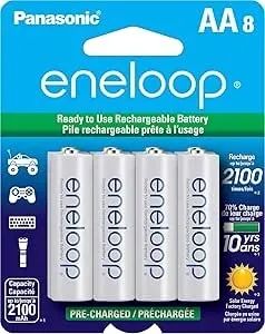 Recarregável Panasonic BK-3MCCA8BA Eneloop AA, pacote com 8 Novo