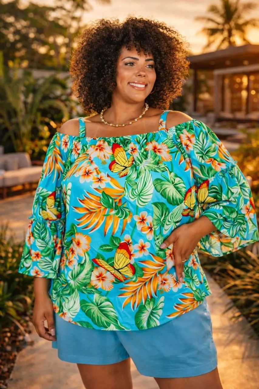 BLUSA CIGANINHA FEMININA<br>Blusa Ciganinha Feminina Tamanho G - Viscose - R$ 35,00