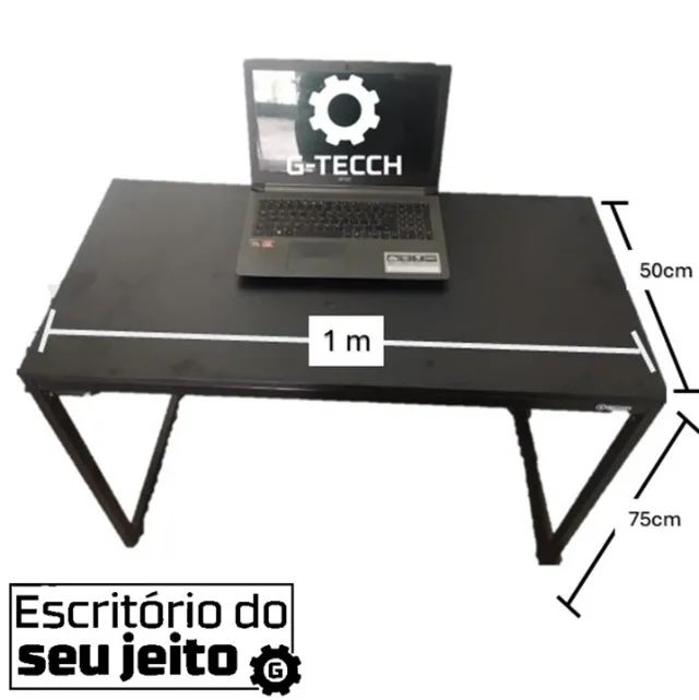 Mesa de Escritório Reforçada 1m NOVA Estilo Industrial Multiuso para Computador Notebook - Foto 4