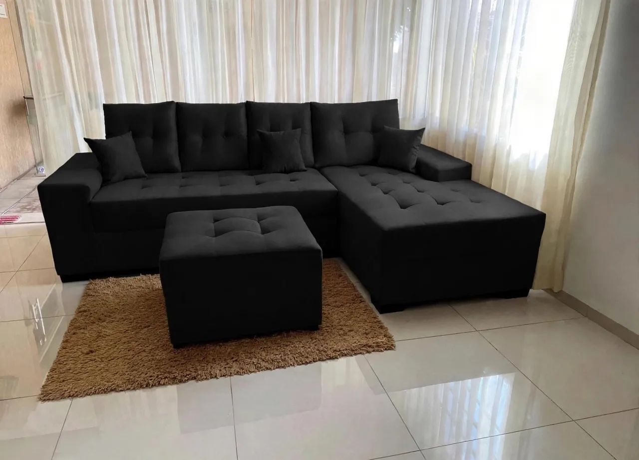 Sofá Chaise Novo, Com Puff de Brinde e Entrega Grátis