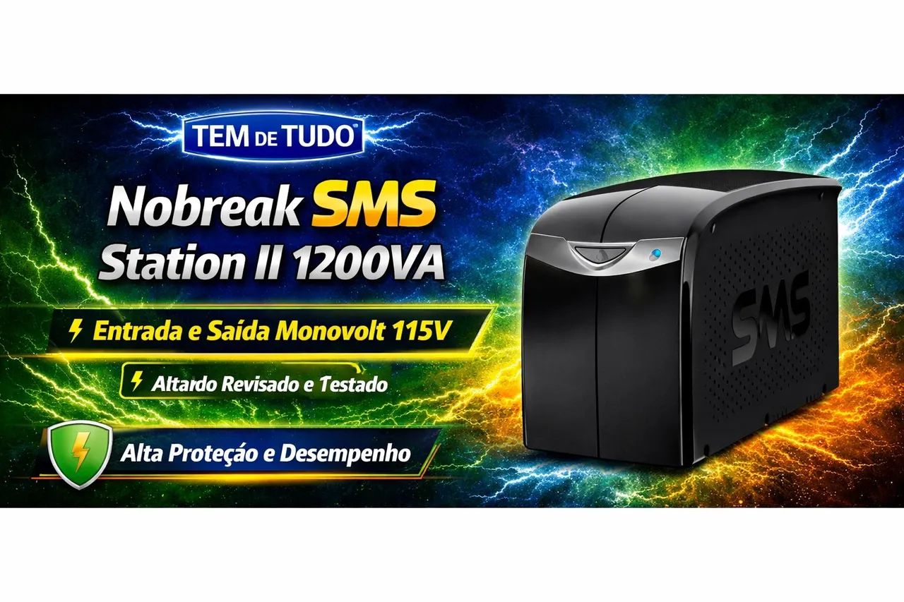 Nobreak SMS Station II 1200VA 115va, Revisado + Bateria nova e garantia 