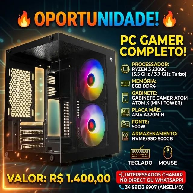 Computador CPU PROCESSADOR: Ryzen 3 2200G 3.5 GHZ