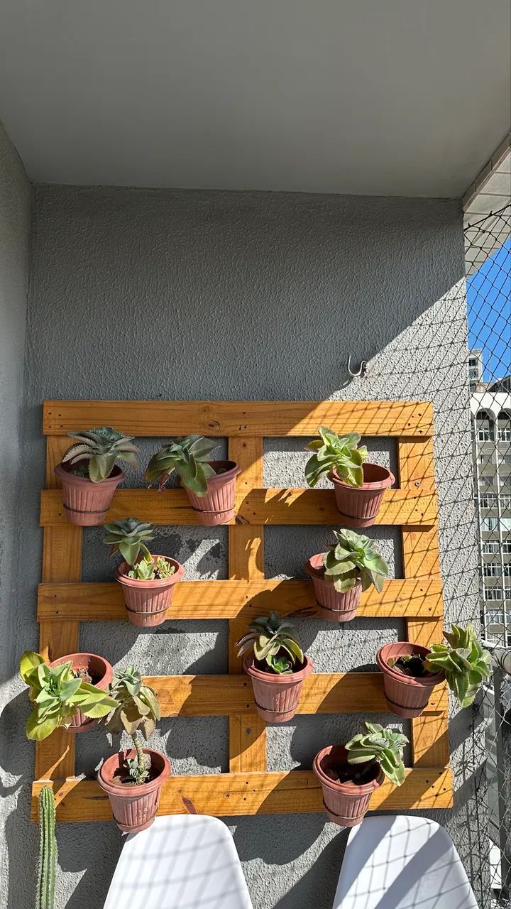 Jardim Vertical (Pallet, suportes e plantas)