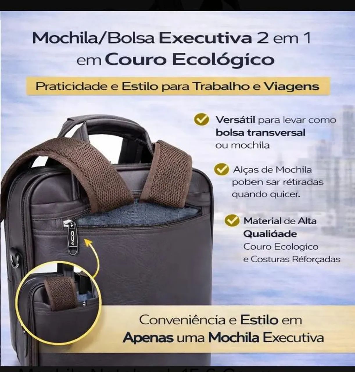Mochila executiva - Couro - Foto 3