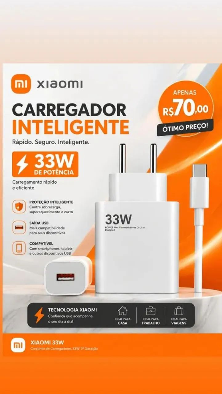Carregador xiaomi Type C 33w 