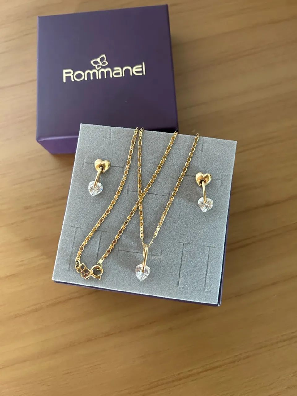 conjunto rommanel colar e brincos coração zircônia - Foto 2