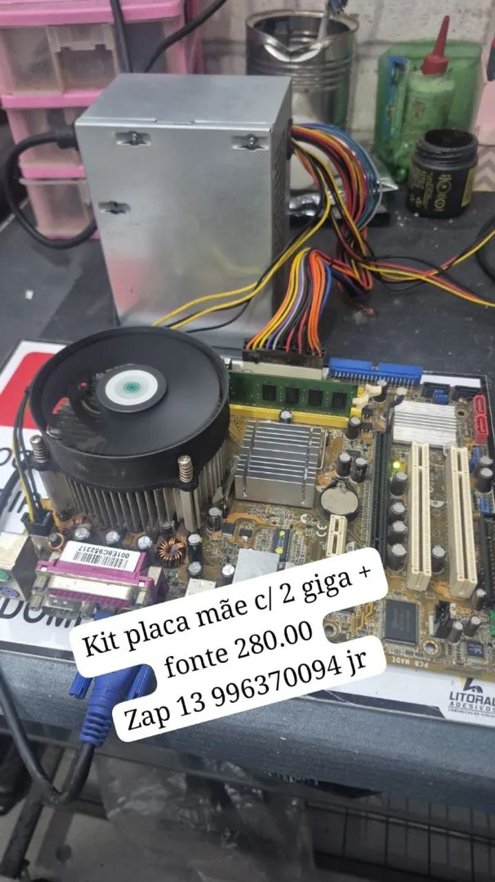 Kit placa mãe com fonte atx zap * 