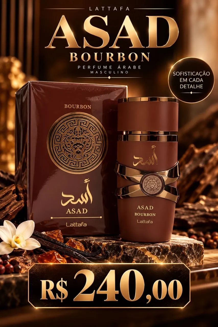 Perfume Árabe Lattafa Asad Bourbon , Masculino , Original 