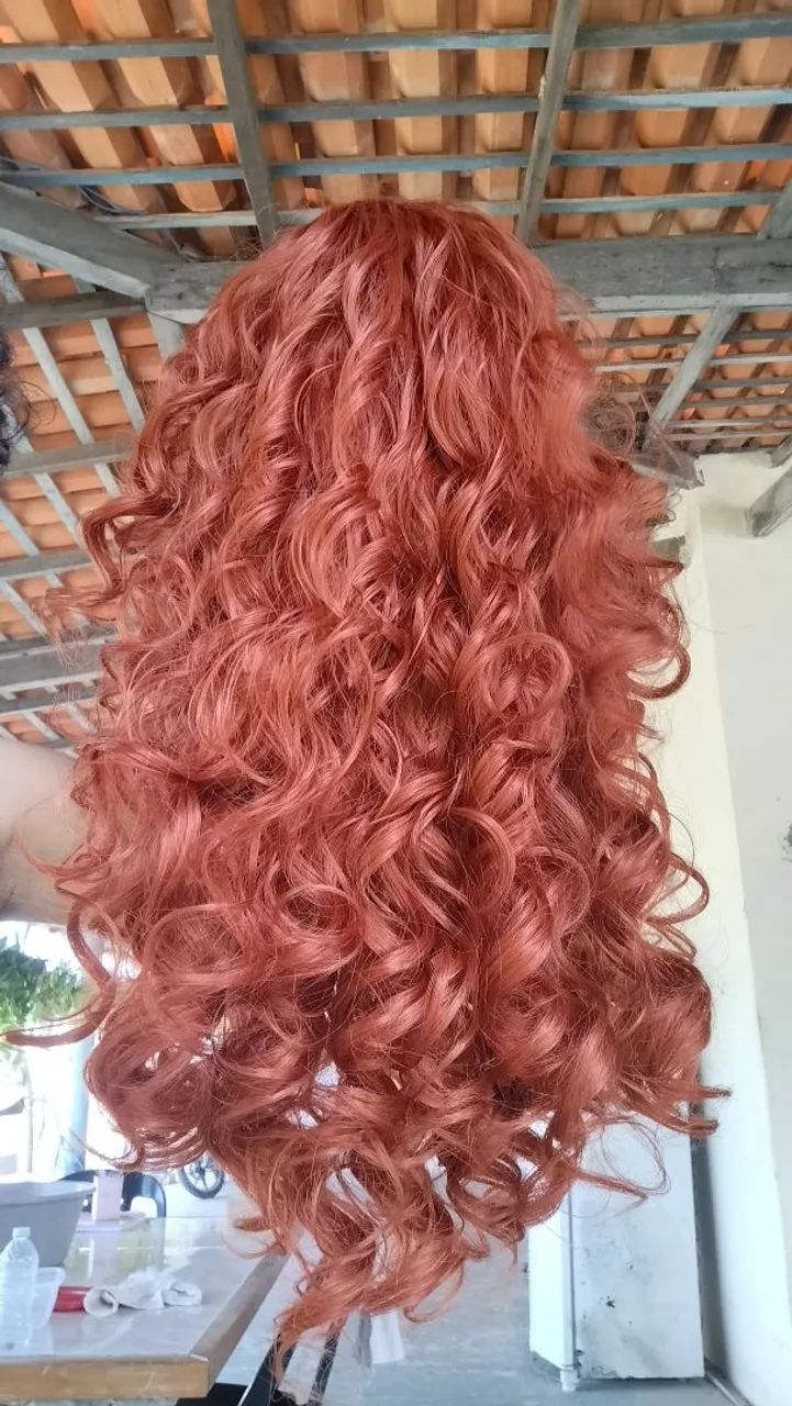 Peruca Ruiva Cacheada Longa Volumosa | Pouco Uso - Foto 3