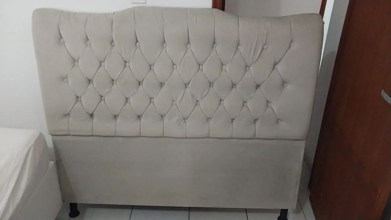 Cabeceira veludo cinza