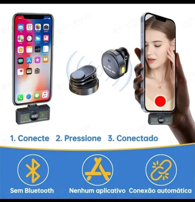 Microfone Mini De Lapela Para iPhone Profissional Magnético Redução de Ruído P/ Podcast  - Foto 2