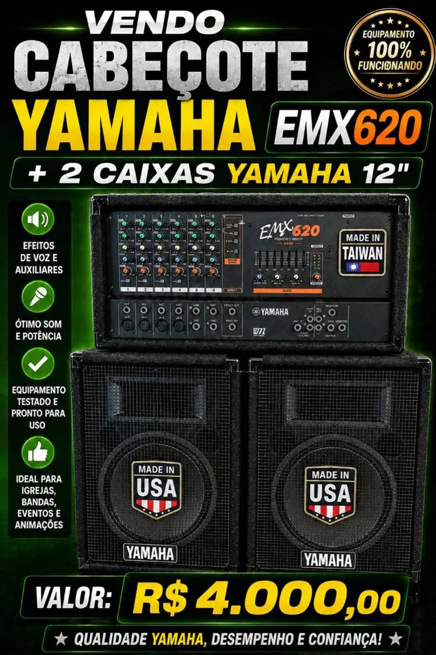 Cabeçote Yamaha + Caixas Yamaha 12 polegadas 