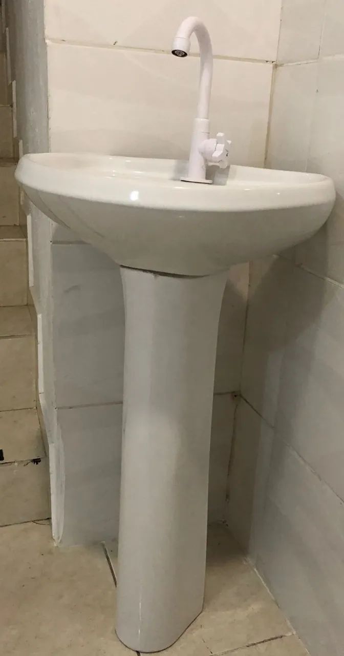 Pia de Banheiro Completa (Cuba + Coluna) - Ótimo Estado - Foto 3