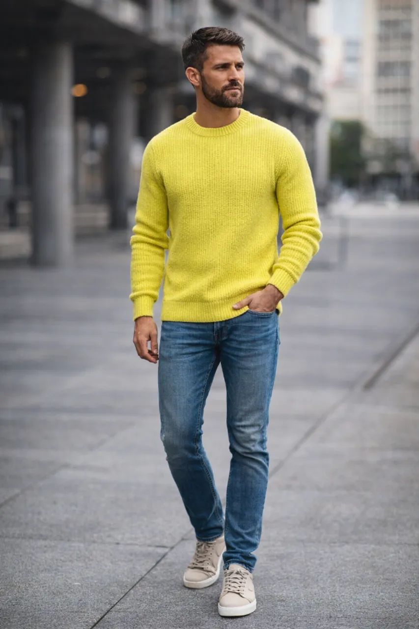 Suéter Zara Masculino Amarelo Lima Tam L (G) - Estado de Novo