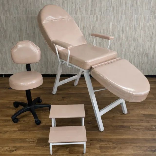 Kit Maca Estética 3 Posições + Mocho Com Encosto + Escada - Foto 3