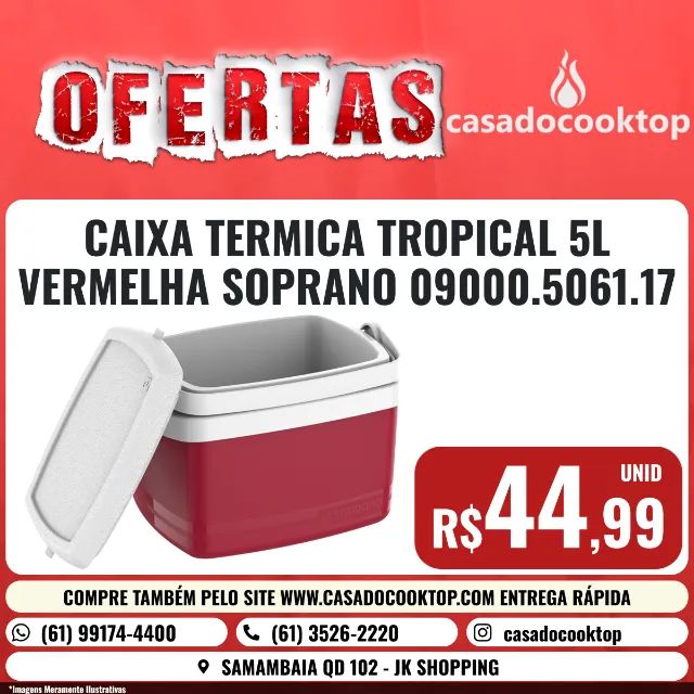 CAIXA TERMICA TROPICAL 5L VERMELHA SOPRANO 09000.5061.17