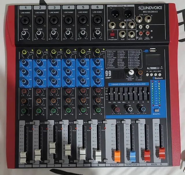 Mesa de Som Soundvoice Ms602 Max Usb Efx Interface Bluetooth