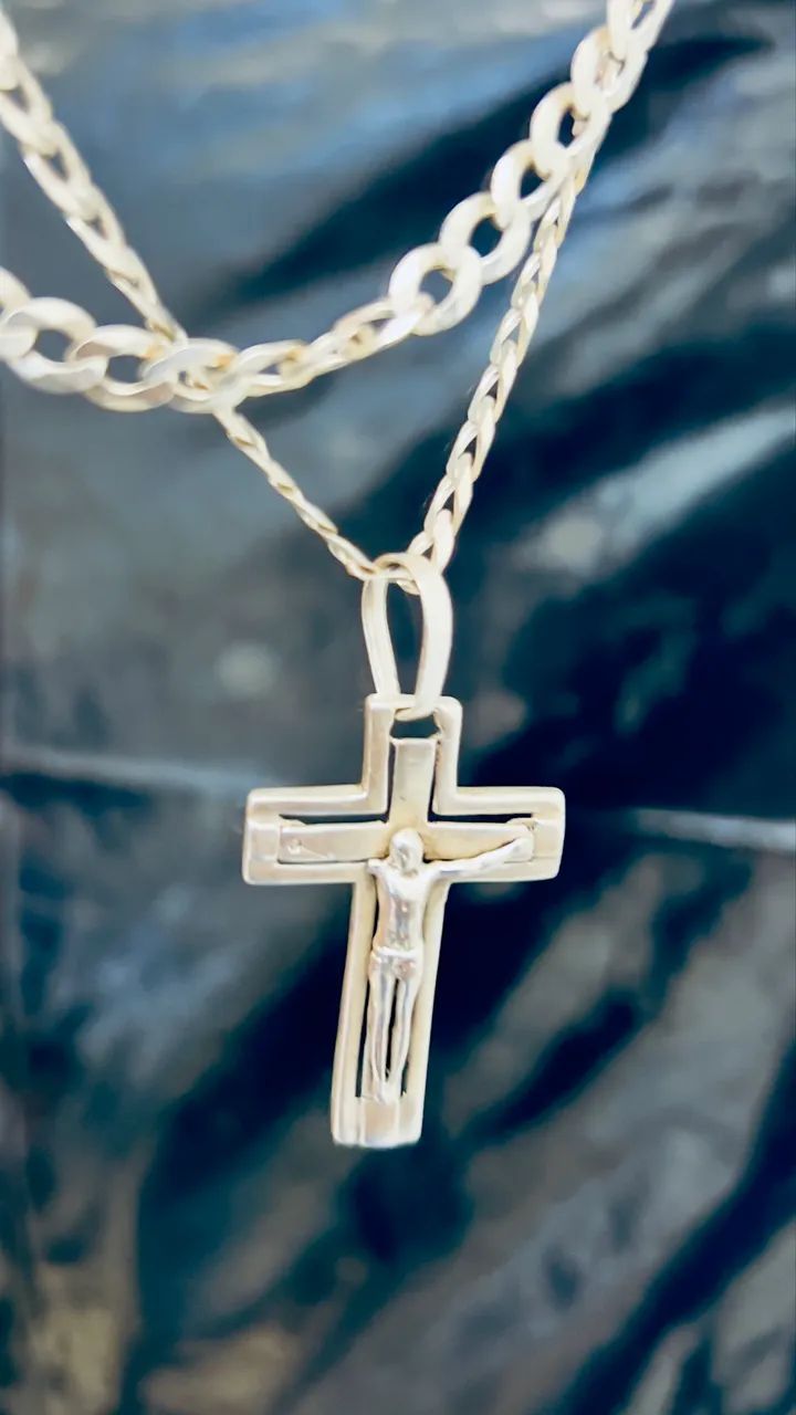 Corrente de Prata + Pingente Crucifixo  - Foto 2