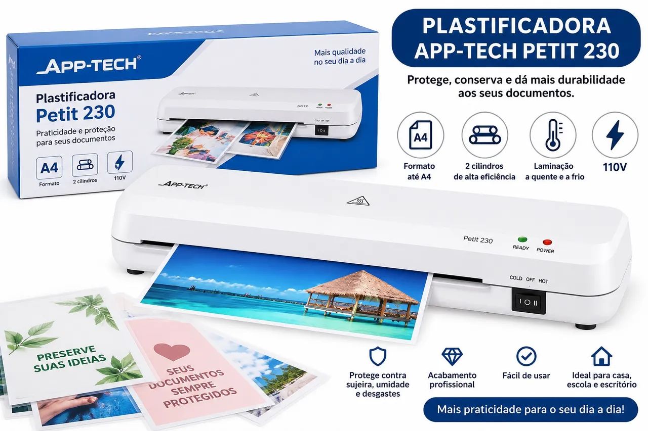 Plastificadora App-Tech Petit 230 A4 110V - Nova, Nunca Usada - Foto 3