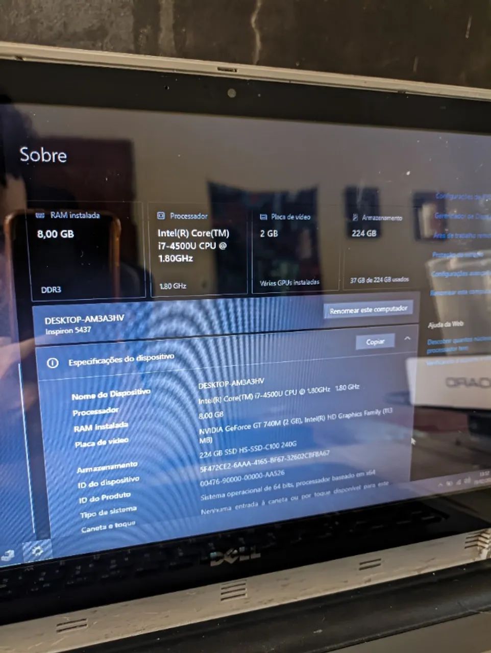 Notebook Dell i7 8GB Ram SSD Placa de video Nvidia - Foto 3