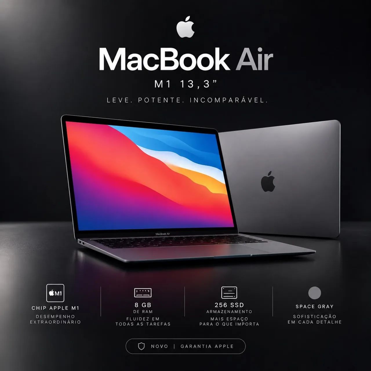 MacBook Air M1 NOVO (sem uso) 256GB SSD 8GB Ram - Space gray