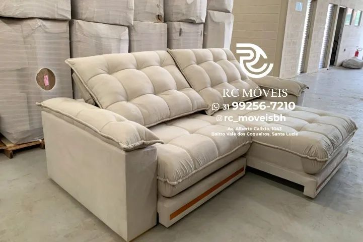 Sofá Retrátil e Reclinável Barcelona Euro Pillow 30cm Molas Ensacadas - Foto 5