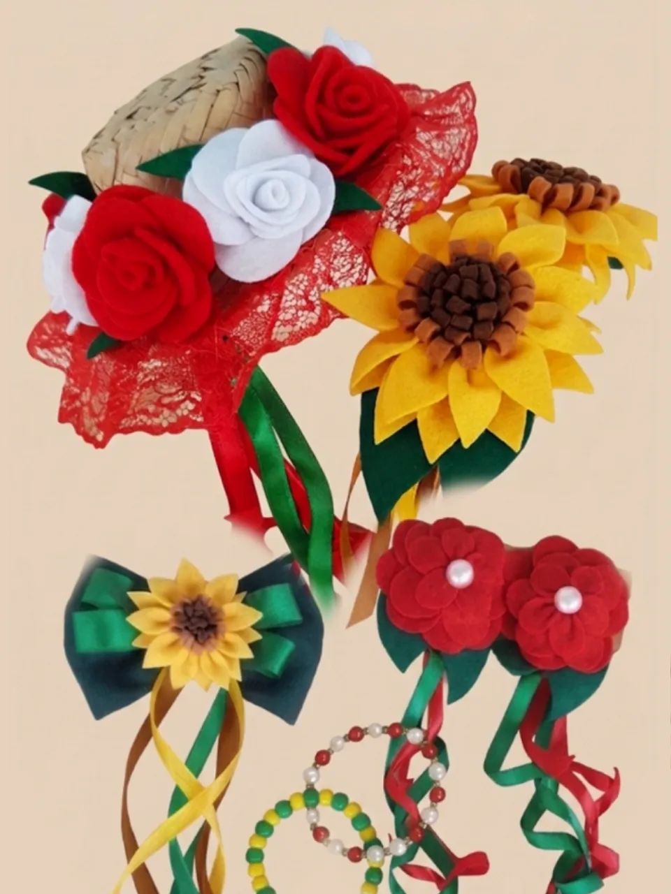 Tiaras de Flores e presilhas São João