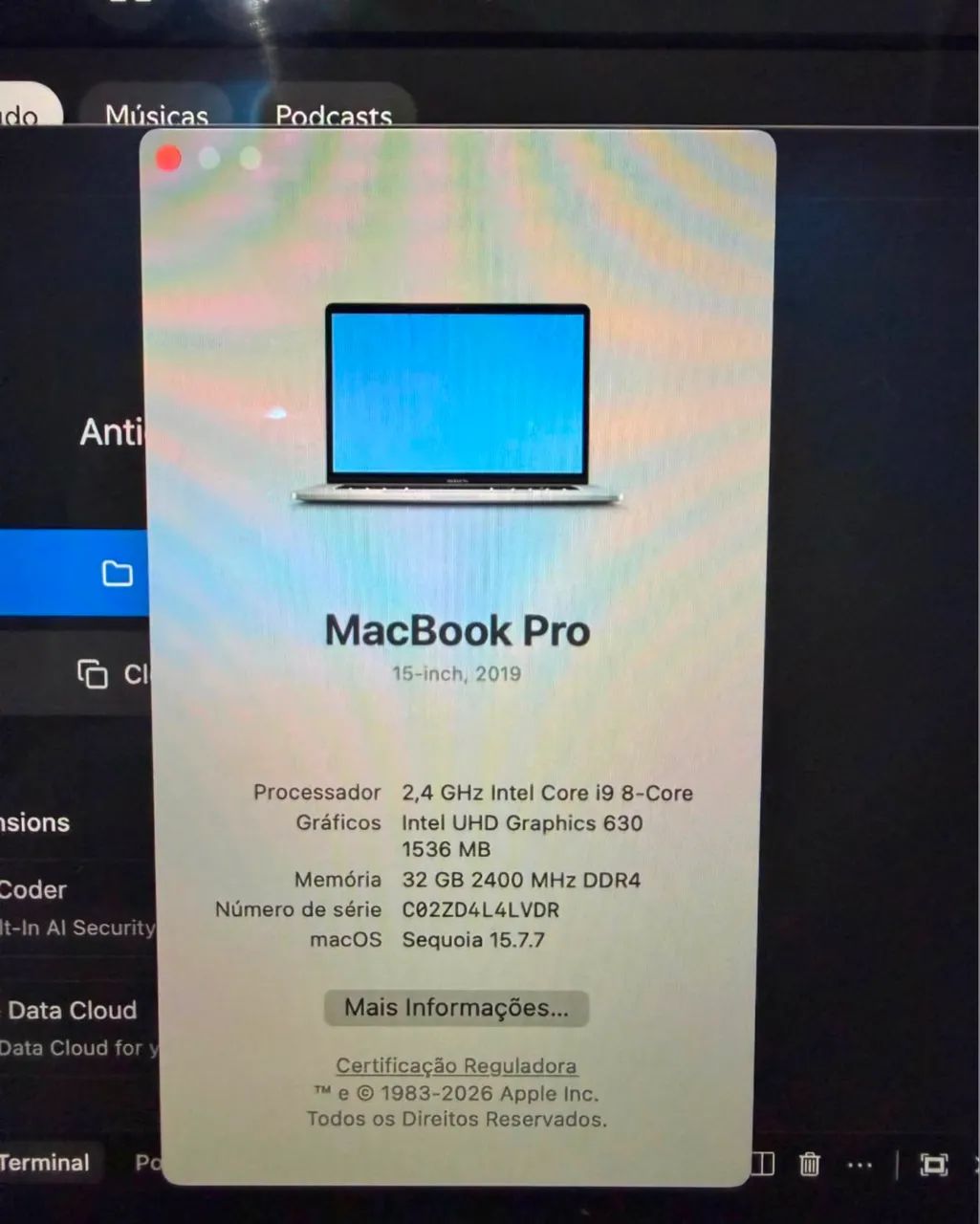 MacBook Pro 15 2019 l Intel Core i9 l 32 Gb RAM l SSD 1 TB l
