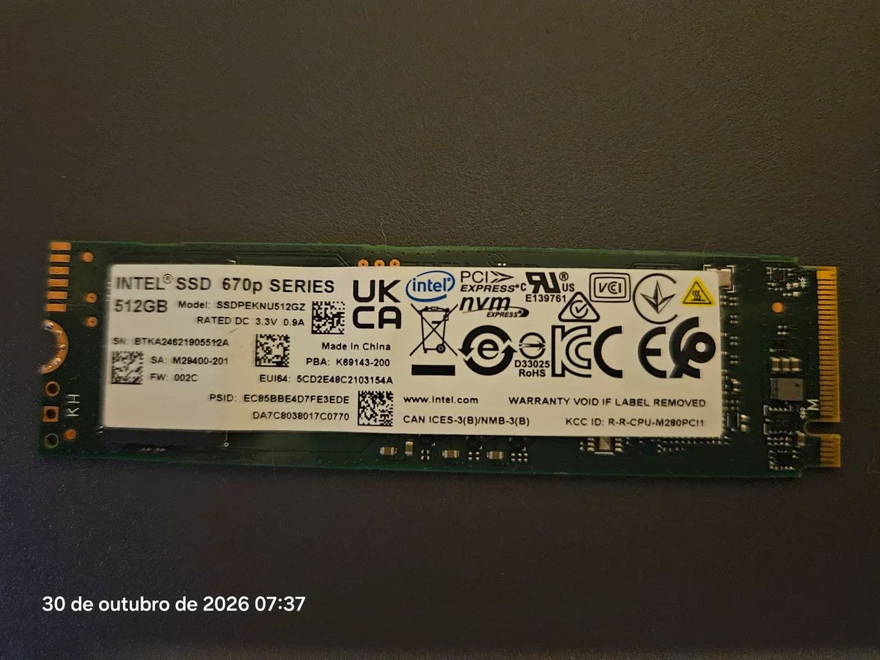 SSD M2 MVE 512 GB
