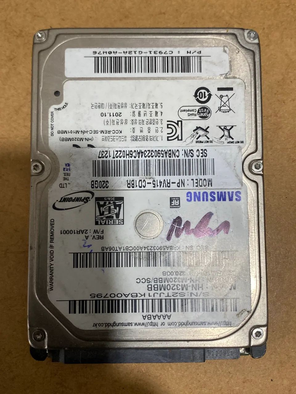 HD Samsung 320GB SATA 2.5? para Notebook - Funcionando