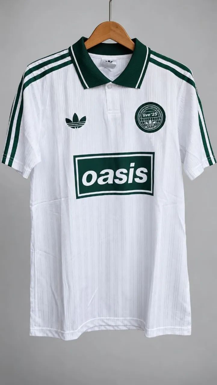 camisa adidas originals x oasis live '25 tour jacquard white green