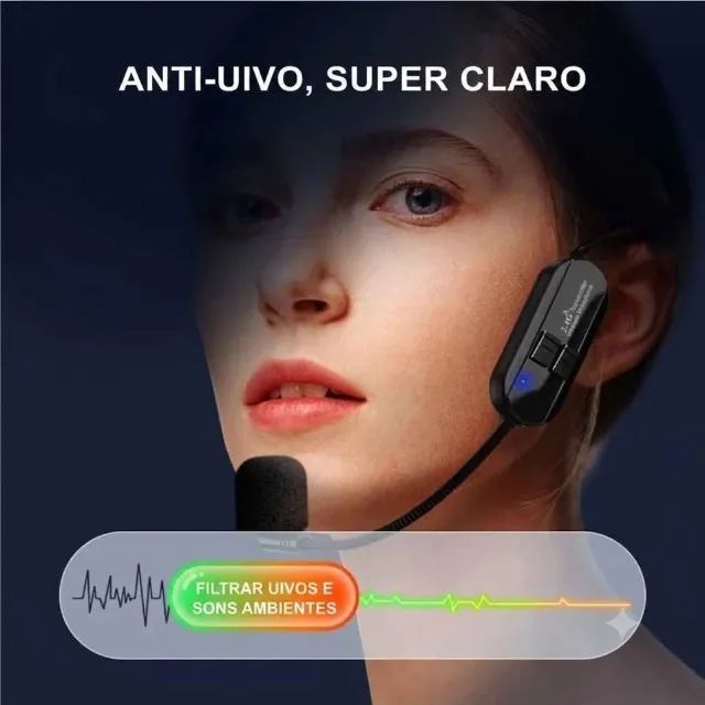 Microfone De Cabeça Sem Fio 2.4G/Mão 2 Em 1 - Foto 3