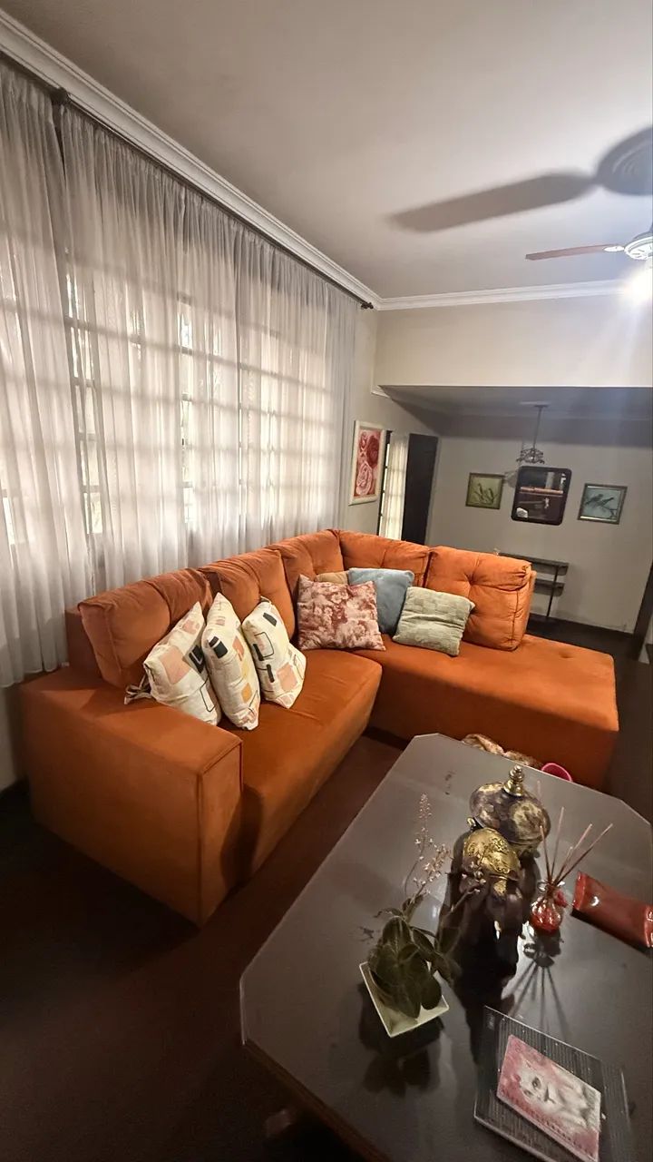 Sofá de Canto com Chaise Grande - Terracota